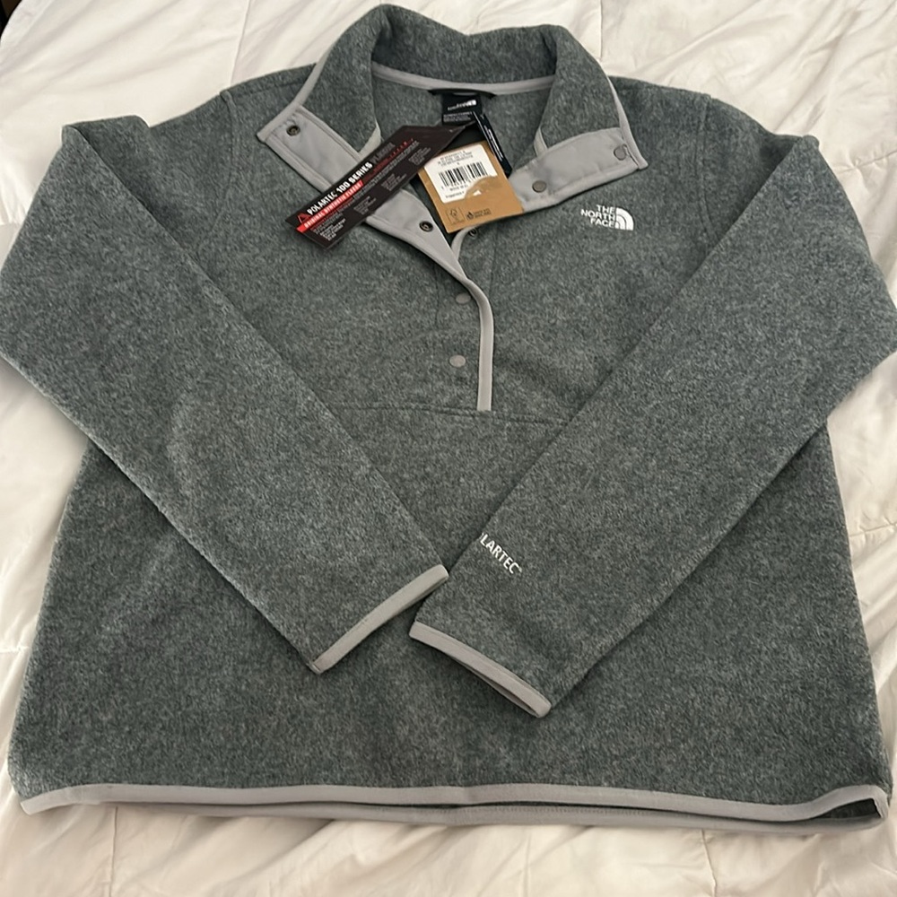 NWT The North Face Alpine Polartec 100 Half-Snap Jacket in Heather Grey - Picture 9 of 10